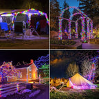 JMEXSUSS 4 Pack 100 LED Solar Christmas Lights, 33ft Solar String Lights Outdoor Waterproof, 8 Modes Multicolor Solar Fairy Lights for Garden Yard Tree Christmas Decorations