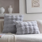 Neelvin Gray Faux Fur Cozy Soft Double-Sided Decorative Throw Pillow Covers 22x22 inch Set of 2,Velvet Pillowcase Cushion Case for Sofa Couch