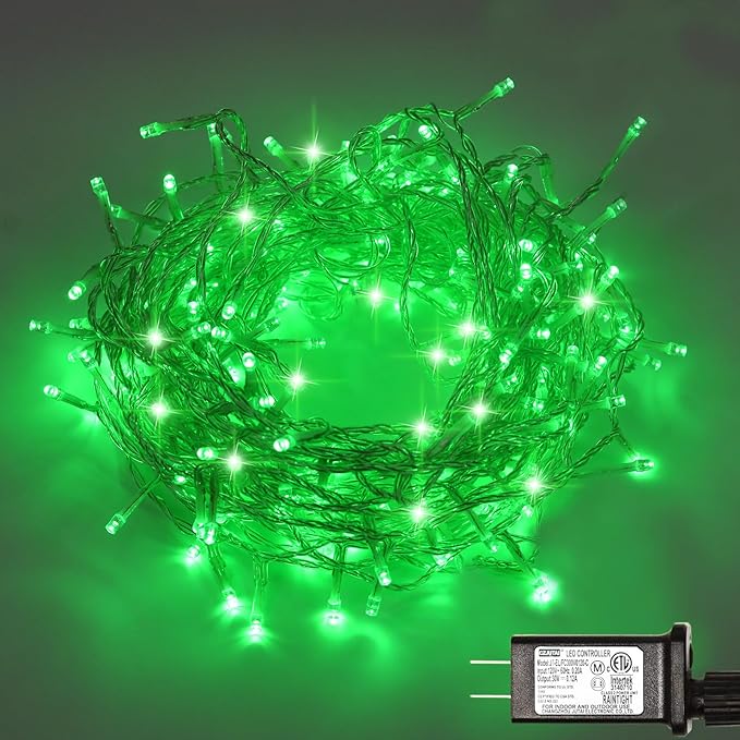ILLUMINEW 500 Led Green Outdoor String Lights Waterproof St. Patrick's Day Decorations, 174 Ft Led Twinkle Lights for Bedroom, 8 Modes Plug in Fairy Lights for Christmas Room Decor (Green, 500Led)