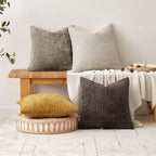 MIULEE Pack of 2 Lumbar Couch Throw Pillow Covers 20x12 Inch Neutral Gold Modern Boho Accent Decorative Pillow Covers Soft Chenille Farmhouse Cushion Covers for Home Decor Bed Sofa Living Room