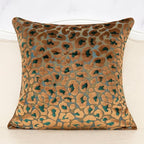 Alerfa Green Brown Floral Throw Pillow Cover 18 x 18 Inch Cut Velvet Sqaure Luxury Decorative Pillow Cover for Couch Living Room Bedroom
