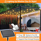 Bosceos 150FT Solar String Lights for Outside, Solar Powered Patio Lights with 52 Shatterproof ST38 Edison Bulbs & Remote Control,Dimmable LED Solar String Lights for Outside Waterproof