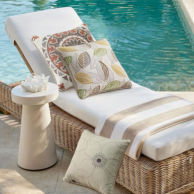 Outdoor Sunbrella Decorative Pillows Pack of 4, 18" x 18" Outdoor Pillow Set for Couch Bed Throw Patio Sofa, Momento Spring