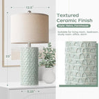 PARTPHONER 23" Modern Ceramic Table Lamp Set of 2, Table Lamps for Living Room, Rustic Farmhouse Bedside Lamps Nightstand lamp for Bedroom, Desk Lamp for End Table Home Decor Light Green