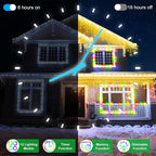 66FT 670 LED Christmas Lights 148 Ice Drops, 12 Modes and Timer Memory Dimmable, Outdoor Waterproof Hanging String Light for Xmas Holiday Wedding Garden Fence House Tree Outside Decor (Warm White)