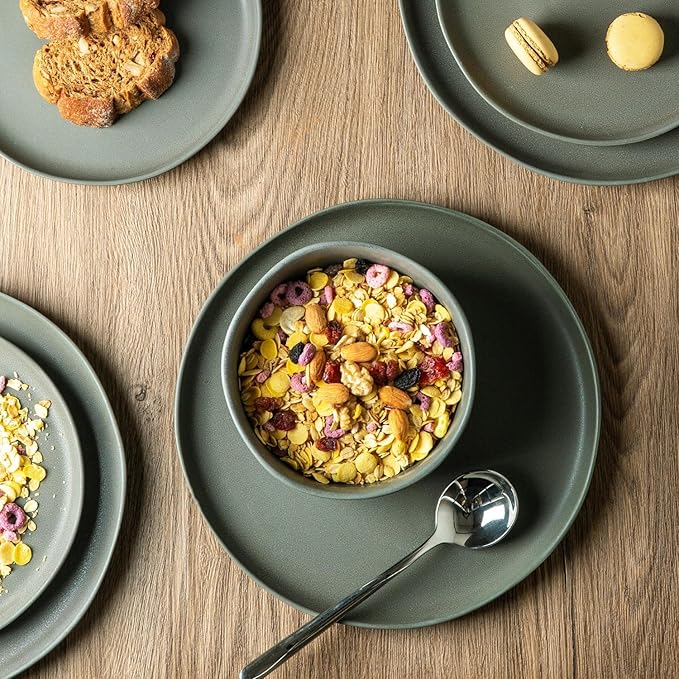 AmorArc Ceramic Dinner Plates Set of 6, Wavy Rim 10.5 Inch Stoneware Dish Set, Large Dinnerware Plates for Kitchen-Microwave&Dishwasher Safe, Scratch Resistant-Reactive Glaze Matte