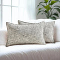 HAUSSY Black Throw Pillow Covers 12x20 Set of 2 Chenille Tweed Textured Decorative Couch Lumbar Pillow Covers Neutral Modern Pillow Cases for Sofa Bed Living Room Decor