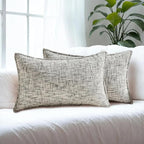 HAUSSY Black Throw Pillow Covers 12x20 Set of 2 Chenille Tweed Textured Decorative Couch Lumbar Pillow Covers Neutral Modern Pillow Cases for Sofa Bed Living Room Decor