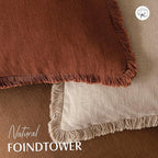 Foindtower Set of 2 Decorative Linen Fringe Throw Pillow Covers Boho Farmhouse Cushion Cover with Tassels Soft Accent Pillowcase for Couch Sofa Bed Living Room Home Decor,24×24 Inch,Orange Brown