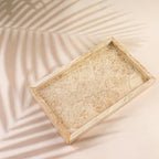 WORHE Italy Natural Marble Vanity Tray for Jewelry, Perfume, Makeup, Candle, Modern Decorative Trays for Bathroom Bedroom Dresser Rectangle Kitchen Storage Organizer for Home Decor Light Brown (WH038)