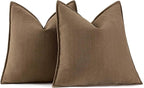 MIULEE Pack of 2 Dark Brwon Decorative Pillow Covers 16x16 Inch Soft Chenille Luxurious Couch Throw Pillows Farmhouse Cushion Covers with Elegant Design for Sofa Bedroom Living Room Home Decor