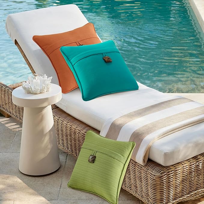 Outdoor DecorativePillows with Coconut Button Pack of 4, 18" x 18" Outdoor Pillow Set for Couch Bed Throw Patio Sofa, Chartreuse