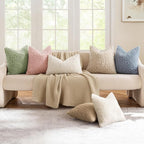 MIULEE Pack of 2 Light Green Faux Fur Throw Pillow Covers 18x18 Inch Boucle Decorative Sherpa Pillow Covers Fuzzy Accent Soft Sheepskin Fleece for Boho Home Decor Sofa Living Room Couch Bed