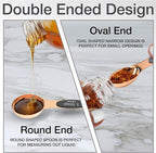 Magnetic Measuring Spoons Set - Stainless Steel, Double Ended, Stackable & Nested Design for Dry and Liquid Ingredients, Ideal for Spice Jars, 8-Piece Set with Leveler (Rose Gold)