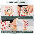 Table Lamp Watercolor Red Apple Pattern White Nightstand Lamp with Wood Base Fabric Lamp Shade Bedside Desk Lamp for Living Room Bedroom Kids Room Office
