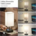 hansang Table Lamp, Touch Bedside Lamps 3 Way Dimmable, USB A&C Charging Port, Small Lamp for Bedroom, Reading Room, 5000K LED Bulb Included