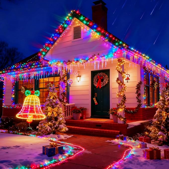 [6 Pack] Solar String Lights Multicolored, 236 FT 600 LED Solar Twinkle Light Outdoor with 8 Modes & Memory Function, Waterproof Chrismas Lights for Xmas Tree Party Decorations