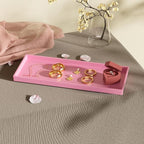 Vanity and Bathroom Tray, 15" ABS Countertop Organizer,Waterproof Vanity Tray for Toilet Tank,Perfume,Soap,Keys,Bathroom Accessories,Kitchen and Bath Trays,Non Slip Small Trays,Pink