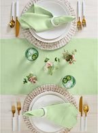 Solino Home Linen Table Runner 90 Inches Long - 100% Pure Linen Pastel Green Table Runner 14 x 90 Inch - Fete
