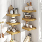 Floating Shelves for Wall with Invisible Brackets, Wall Mounted Engineered Wood Shelves with Wood Grain for Living Room, Bedroom, Bathroom, Kitchen Decor and Storage, Oak, 12"L Set of 3, Oak