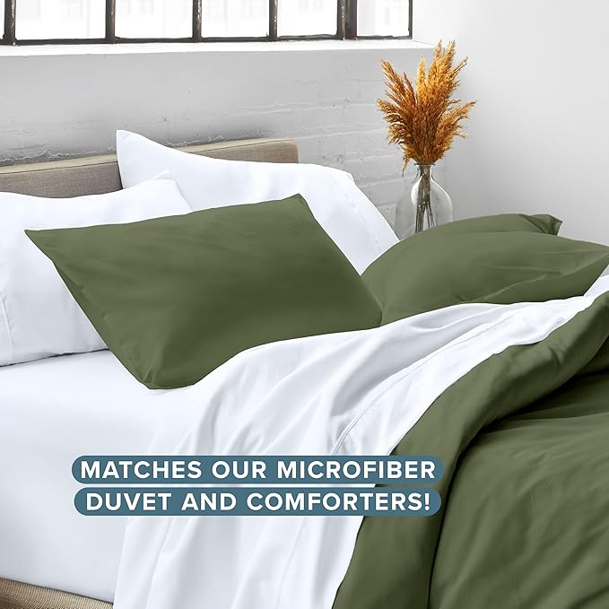 Bare Home Standard Pillow Sham Covers - Set of 2 - Premium 1800 Ultra-Soft Microfiber - Double Brushed - Stain & Fade Resistant - Bed Pillow Shams - Pillows Not Included (Set of 2, Cypress Green)