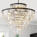 Large Crystal Chandeliers 23 Lights 36" Modern Black Luxury Chandelier for Foyer Staircase Chandeliers 6 Tiers Round K9 Ceiling Pendant Lighting Fixture for Living Dining Room