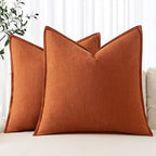 MIULEE Fall Decorative Linen Pillow Covers 16x16 Inch Burnt Orange Boho Farmhouse Neutral Couch Throw Pillows for Bed Pack of 2 Accent Modern Pillowcase Summer Sofa Livingroom Home Decor