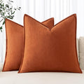 MIULEE Fall Decorative Linen Pillow Covers 18x18 Inch Burnt Orange Boho Farmhouse Neutral Couch Throw Pillows for Bed Pack of 2 Accent Modern Pillowcase Summer Sofa Livingroom Home Decor