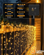 Brightown 2 Pack Solar Christmas Lights, 92Ft 240 LED Solar String Lights Outdoor Waterproof with 8 Modes, Solar Light Outdoor for Patio Yard Tree Garden Party Decorations, Warm White