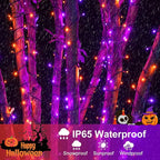 2 Pack Halloween Lights Outdoor, Total 200FT 600 LED Purple Orange String Lights for Outside with 8 Modes Waterproof, Plug in Halloween Decorations for Indoor House Patio Garden Party Holiday