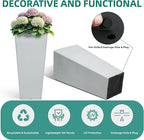 28" Tall Planters for Indoor Outdoor Plants, Set of 2 Large Tapered Flower Pots, Modern Plant Containers for Patio, Garden, Porch, Balcony or Home Decor, White Terrazzo, Durable & UV-Resistant