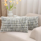 LUOYEHK Boho Throw Pillow Covers 12x20 Inch Set of 2 Farmhouse Neutral Lumbar Pillow Covers Chenille Tufted Pillowcase for Couch Sofa Bed Living Room, Green White