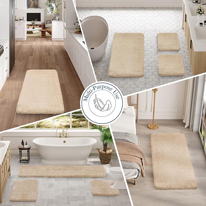 Walensee Large Bathroom Rug (24 x 36, Blush Beige) Extra Soft and Absorbent Shaggy Mat Machine Washable Microfiber Bath Mat, Non Slip Bath Mat, Luxury Bathroom Floor Mats