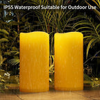 Outdoor Flameless Candles Waterproof: 6" x 12" Extra Large LED Battery Operated Flickering Pillar Candles with Timer Remote Control Fake Plastic Tall Electric Candles for Porch Lanterns, Set of 2