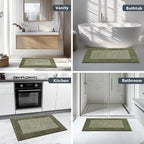 Bathroom Rugs 30" x 60", Non-Slip Extra Soft Absorbent Bath Rugs, Machine Washable Quick Dry Bath Mats for Bathroom Floor, Shower, Bathtub and Sink, Olive Green & Green