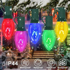 C7 Christmas String Lights-25Ft Vintage Christmas Lights with 27 Multicolor C7 Light Bulbs (2 Spare),C7 Christmas Lights Outdoor for Christmas Party Backyard Wedding- Green Wire