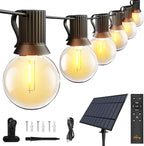 Ollny 35FT Solar Patio Lights, Waterproof Remote Control Dimmable Timers 3Modes Outdoor Light with 15 LED + 1 Spare Shatterproof Bulb, G40 String Lights for Outside Camping Backyard Tree Bistro