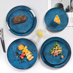 Melamine Dinnerware Sets for 4, Dinner Plates Bowls Set, Unbreakable Melamine Classic Blue Dinnerware, Dishwasher Safe Tableware Sets for Everyday Use, 12 Pcs