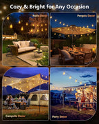 151FT Solar String Lights Outdoor Waterproof with Remote, 48+1 LED Shatterproof Bulbs, Dimmable & Timable, 3 Light Modes - Commercial Grade Patio Lights for Garden Backyard Party Decor