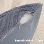 Pallene Blue Grey Throw Pillow Covers 24x24 Set of 2, Soft Plush Faux Fur Decorative Couch Pillow Covers for Sofa Bed Living Room Pillow Cases with 3D Diamond Pattern