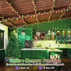Vivideal 200 LED Red and Green Christmas Lights - 66ft String Lights Indoor Clear Wire 8 Modes Plug in Waterproof Fairy Light with Timer Memory for Indoor Outside Bedroom Home Party Decorations