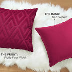 decorUhome Christmas Couch Throw Pillow Covers 12x20 Set of 2, Decorative Soft Plush Faux Wool Lumbar Neutral Accent Pillow Covers for Bed Sofa Living Room, Burgundy