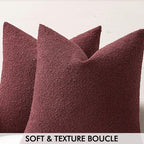 MIULEE Textured Boucle Throw Pillow Cover Christmas Burgundy Red Accent Solid Eruo Sham Pillow Case Decorative Soft Pack of 1 Couch Cushion Chair Sofa Bedroom Livingroom Home Decor,24x24 Inch