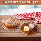 Wooden Acacia Plates of 4, 6Inch Round Wood Plates Acacia Wooden charcuterie boards Serving Tray for Dishes Snack Dessert