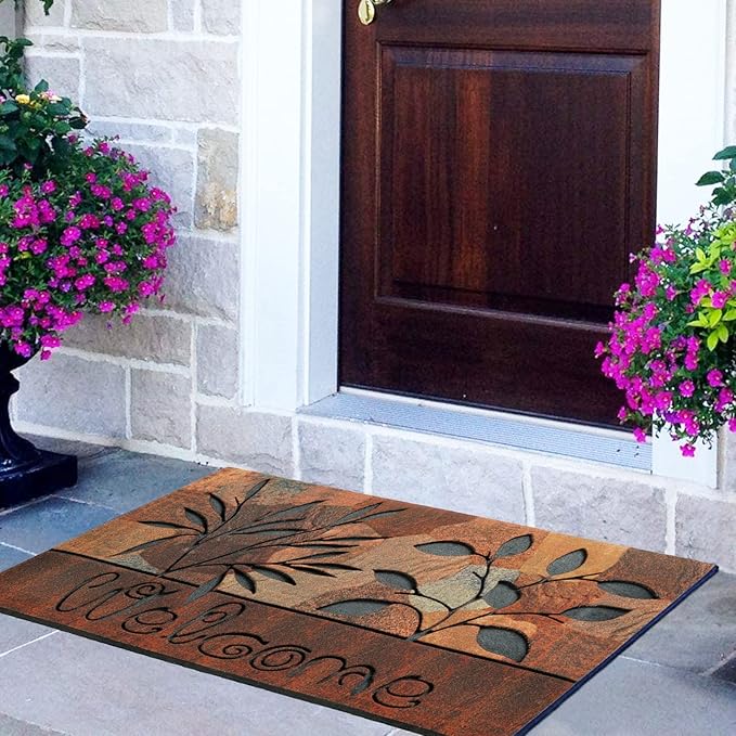 CHICHIC Door Mat Welcome Mat 18x 30 Inch Front Door Mat Outdoors for Home Entrance Outdoors Mat for Outside Entry Way Doormat Entry Rugs, Heavy Duty Non Slip Rubber Back Low Profile, Fall Leaves