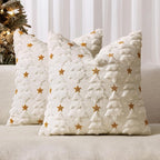 MIULEE Christmas Pillow Covers 18x18 Inch Set of 2, Cream White Christmas Tree Plush Faux Fur Pillowcases Soft Decorative Throw Pillow Cases for Couch, Sofa Living Room Winter Xmas Holiday Home Decor