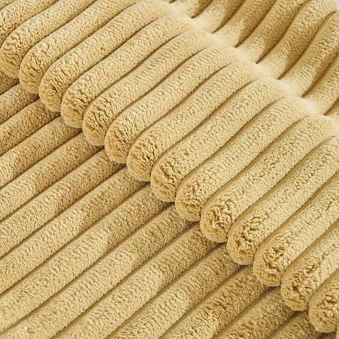 Fancy Homi Set of 2 Mustard Yellow Fall Lumbar Rectangle Decorative Throw Pillow Covers 12x20 Inch for Living Room Couch Bed Chair, Soft Textured Corduroy Aesthetic Farmhouse Home Decor 30x50 cm