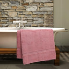 Luxury Hotel & Spa Collection Highly Absorbent, Quick Dry 100% Turkish Cotton 700 GSM, Eco Friendly Towel, for Bathroom Dobby Border Soft Bath Towel Set 27 X 54 (Pink, Bath Towels - Set of 2)