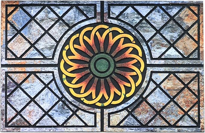 Door Mat Welcome Mat, Heavy Duty Door Mat 17.7 x 29.5 Inch Front Rug Doormat for Outdoor Entrance Home Non-Slip Rubber Rug for Front Door, Outside, Entryway, Patio (Flower)