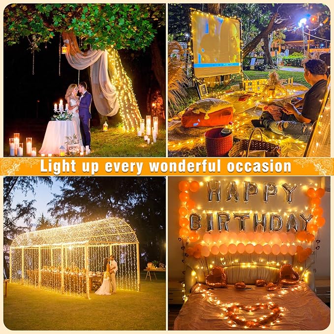 Christmas Lights Indoor, 132FT 400 LED Outdoor String Lights with 8 Modes Waterproof, Plug in Fairy Twinkle Lights Clear Wire for House Bedroom Patio Window Garden Wedding Decorations